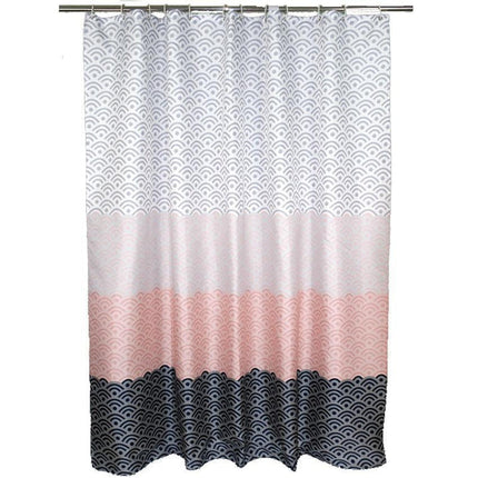 Modern duschdraperi med geometriskt vågmönster