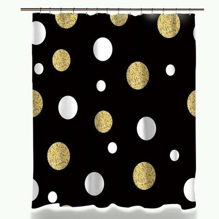 Svart duschdraperi med prickar i glitter