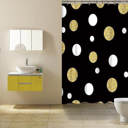Svart duschdraperi med prickar i glitter