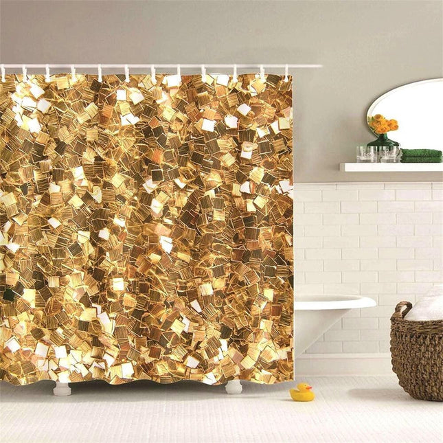 Duschdraperi med guldglitter-motiv