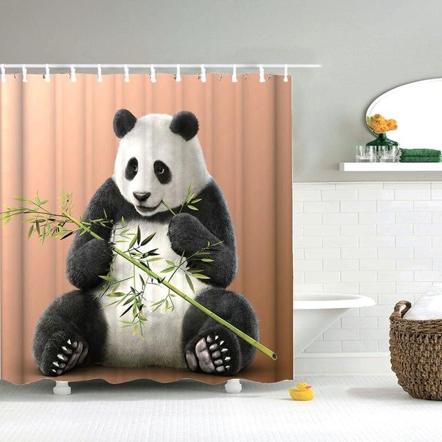 Duschdraperi med söt panda och bambu