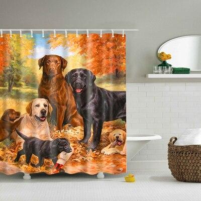 Duschdraperi med Målning av Hundar