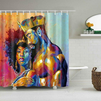 Duschdraperi med konstnärlig målning