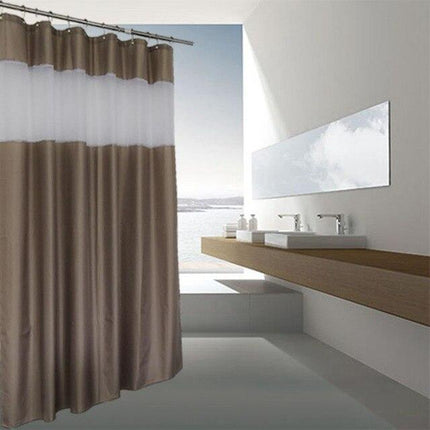 Tvåfärgat duschdraperi i brunt och vitt