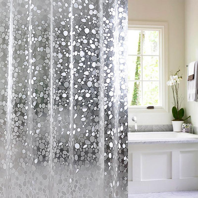 Transparent duschdraperi i PVC med stenmönster