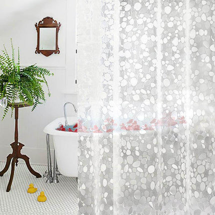 Transparent PVC duschdraperi med stenmotiv