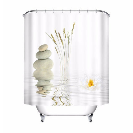 Duschdraperi med lugnande Zen spa-motiv