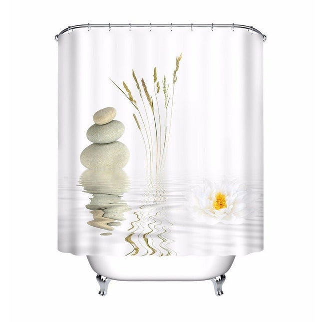 Duschdraperi med lugnande Zen spa-motiv