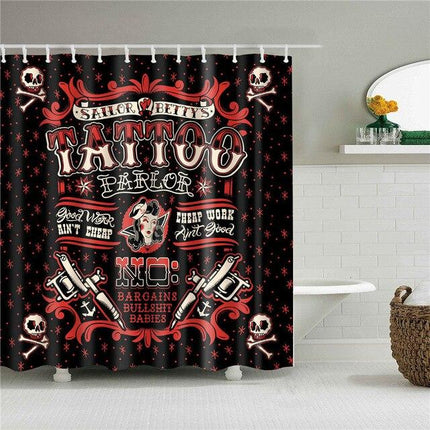 Duschdraperi med retro tatueringsmotiv