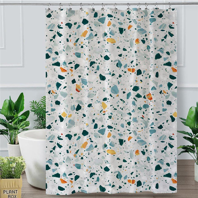 Duschdraperi med modernt terrazzomönster