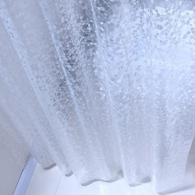 Transparent duschdraperi med glittrigt prickmönster