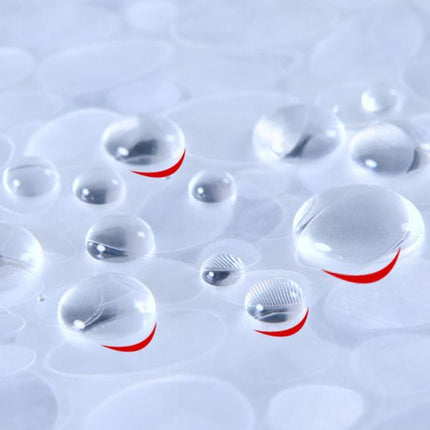 Transparent duschdraperi med glittrigt prickmönster