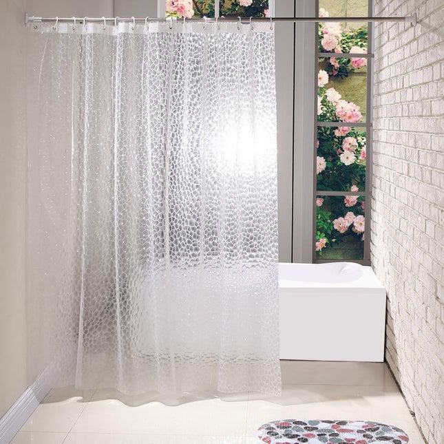 Tjockt transparent duschdraperi med stenmönster