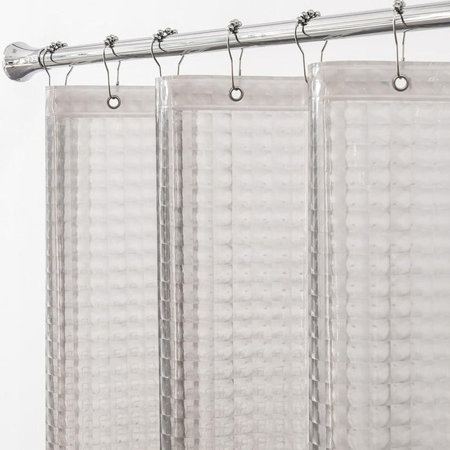 Transparent duschdraperi med våffelmönster