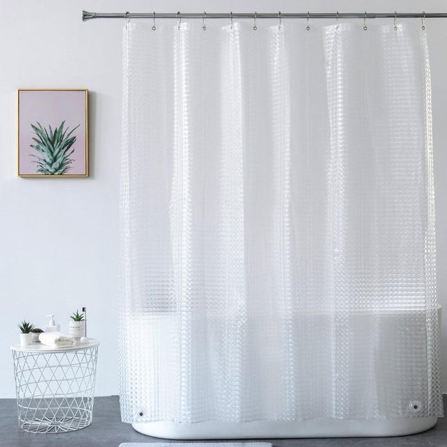 Transparent duschdraperi med våffelmönster